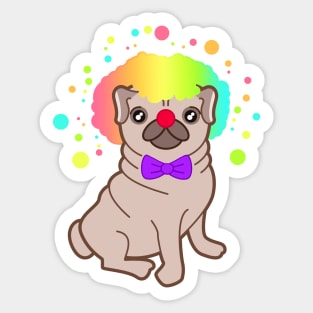 Pug dog in a clown costume Sticker